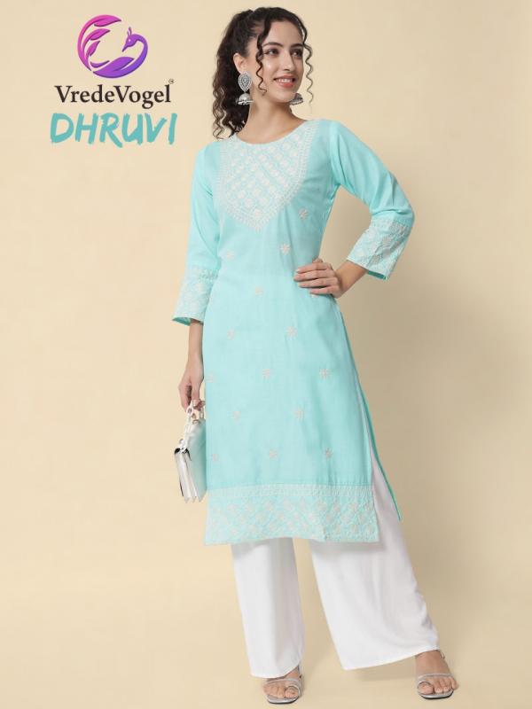 VredeVogel-Dhruvi Cotton Work Designer Exclusive Kurti collection